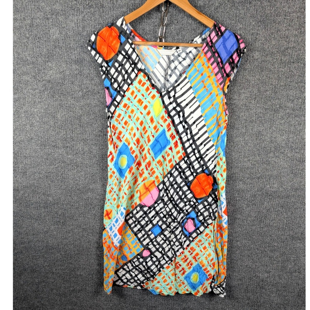 Jams World Memphis Print Rayon Shift Dress Womens Medium V-Neck Made in Hawaii